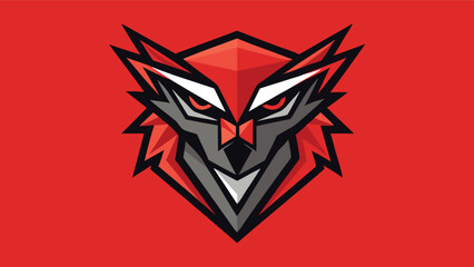 Aufkleber - Stylized wolf logo design featuring sharp angles and bold colors with a distinctive face on a vibrant background
