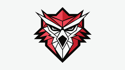 Aufkleber - Stylized wolf logo design featuring sharp angles and bold colors with a distinctive face on a vibrant background
