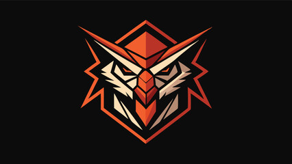 Aufkleber - Stylized wolf logo design featuring sharp angles and bold colors with a distinctive face on a vibrant background