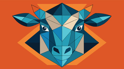 Aufkleber - Geometric representation of a livestock animal designed in a modern vector style with vibrant colors and sharp angles for a contemporary aesthetic