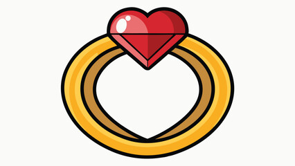 Poster - Modern ring logo featuring a heart-shaped gemstone surrounded by a circular design in vibrant colors
