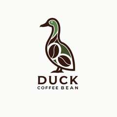 Poster - Duck Coffee Bean logo featuring a duck and coffee beans in a modern and creative vector design