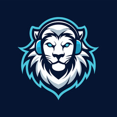 Aufkleber - Lion logo with headphones, featuring a bold and stylized design, perfect for representing music, creativity, or a fresh brand identity