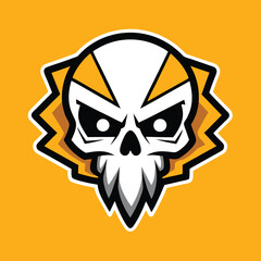 Aufkleber - Unique skull logo featuring bold lines and an orange background designed for digital illustration and graphics
