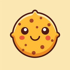Poster - Delightful cartoon cookie character with a smiling face and chocolate chips in a cheerful and colorful style