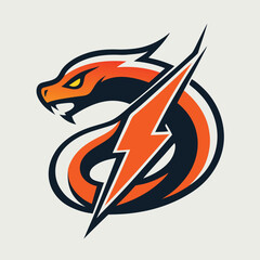 Aufkleber - Bold logo featuring a stylized dragon intertwined with a lightning bolt in vibrant colors with a dynamic design and smooth vector style