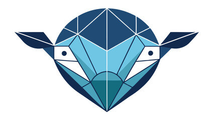 Aufkleber - Modern geometric logo design featuring a stylized animal face in shades of blue, suitable for branding and creative projects in various industries