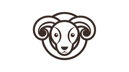 Aufkleber - Stylized ram logo design featuring bold lines and intricate curves reflecting the strength and elegance of the animal in a minimalistic vector format