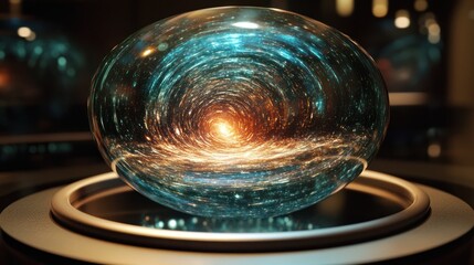 Wall Mural - A glowing orb shows a vibrant display of cosmic swirling energy