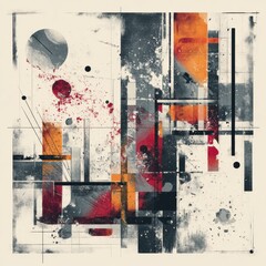 Fototapete - Modern Abstract Artwork Featuring Geometric Shapes and Contrasting Colors in a Dynamic Composition