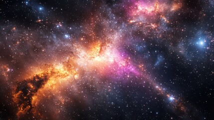 Wall Mural - A breathtaking display of colors within a vast and starry cosmos