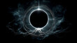 © waakik - Eerie Black Hole: Distorted Space and Time Against a Cosmic Background. Dying Star Eclipsed by a Corrupted Moon in Space