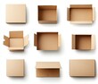© Dina - Nine cardboard boxes in various open and closed positions.