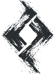 Wall Mural - an abstract black and white design featuring a dynamic brush stroke diamond shape.