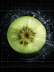 Poster - Visual Representation of Apple Slice With Digital Grid Showcasing Nutritional Benefits for Smart Nutrition Enthusiasts