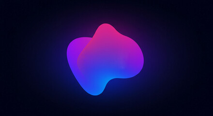 Wall Mural - Abstract gradient shape with pink and blue colors floating in a dark background space illustration