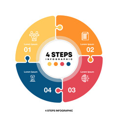 Wall Mural - vector circle arrows puzzle infographic, cycle diagram, presentation chart. business concept with 4 