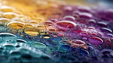 Fototapete - Vibrant Soap Foam Reveals Colorful Reflections in a Macro View Showcasing Intricate Patterns and Textures During Bright Lighting Conditions