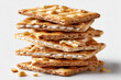 © zamuruev - Crispbread slices stacked in minimalist style on pure white background. Clean and simple presentation creates concept for food brands, wellness industries, healthy eating, and nutrition