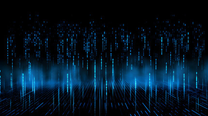 Digital Dimension: Abstract Blue Data Stream with Lines on a Black Background