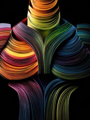 Fototapete - Colorful Abstract Representation of Muscular Form Showcasing Strength and Wellness Through Flowing Rainbow Ribbons