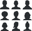 © vadymstock - Silhouette illustrations of diverse people showcasing various hairstyles and expressions in a grid.