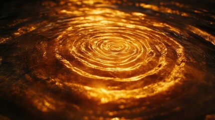 Wall Mural - Golden swirling water, dark background, abstract texture, design element