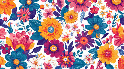 Wall Mural - Kaleidoscope bloom echo pattern. seamless, vibrant and colorful design with kaleidoscope and floral elements. perfect for fabric, prints, & more. Bloom Echo. Illustration