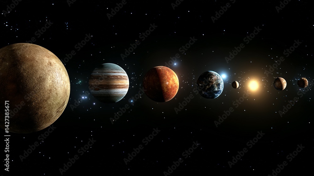 Solar system planets in cosmic space. Stock Illustration | Adobe Stock