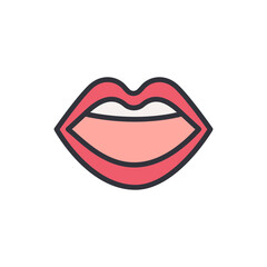 Wall Mural - Cartoon mouth colored icons, minimalist vector illustration ,simple transparent graphic element .Isolated on white background