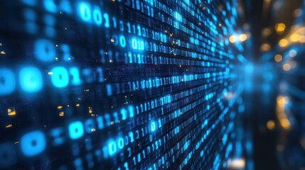 Abstract binary code matrix visualization for cybersecurity concept background