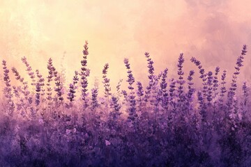 Aufkleber - Lavender fields stretching towards the horizon during sunset, showcasing vibrant colors and a peaceful atmosphere in nature's embrace