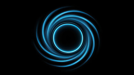 Wall Mural - abstract blue light swirl design on black background for digital art and creative projects