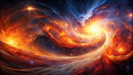 Wall Mural - fiery cosmic swirl an enigmatic nebula with vibrant hues and celestial structures
