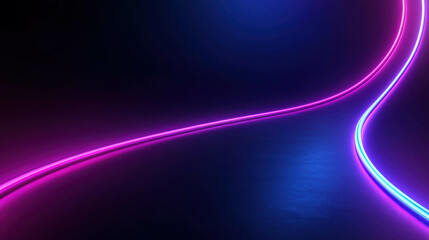 Wall Mural - neon light trails on dark surface creating vibrant and dynamic abstract background