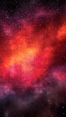 Wall Mural - vibrant cosmic scene with dark speckles against a gradient nebula of orange, pink, red, and purple s