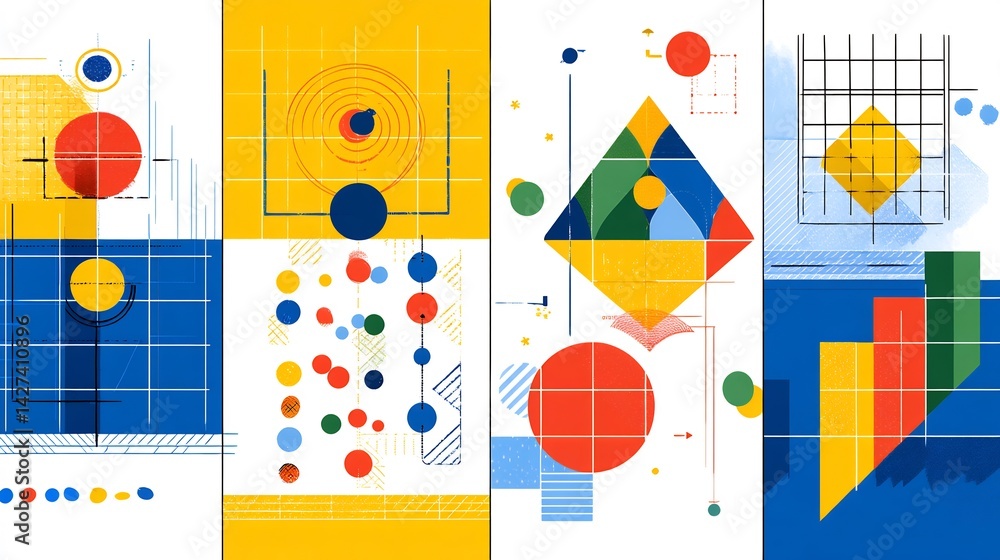 Productivity visuals geometric patterns showing Six Sigma Kaizen and ...