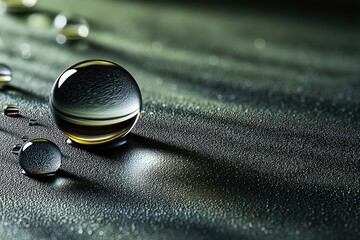 Aufkleber - Iconic Oil Droplet Shape With Rich Textures and Layered Shadows Creates a Captivating Visual Experience on a Dark Surface