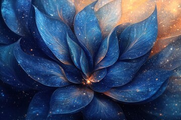 Aufkleber - Intricate blue floral pattern with cosmic elements creating a serene atmosphere at twilight