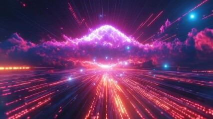 Wall Mural - vibrant cosmic data cloud explosion of light and color in dark universe
