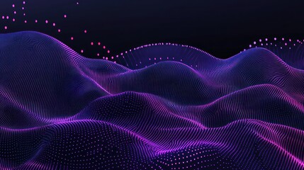 Wall Mural - Abstract digital landscape of undulating purple and violet forms.