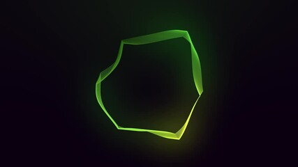 Green and yellow neon loop with glow effect on dark background