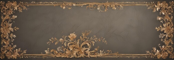 Wall Mural - Elegant calligraphic floral border, vintage baroque style, swirling leaves & blossoms , vintage, flowers, texture