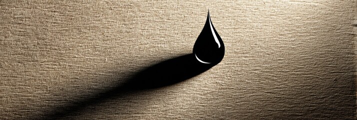 Aufkleber - Black Droplet Creates Dollar Sign Shadow on Textured Paper Surface Under Soft Lighting, Showcasing the Contrast Between Liquidity and Finance