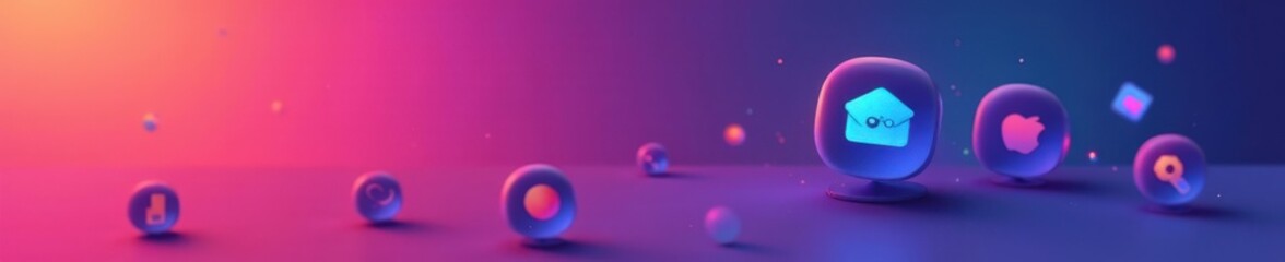 Gradient app icons on a minimalist background, color gradient, design, tech