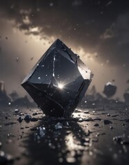 Wall Mural - ink-black sky, countless diamonds scattered across; ethereal glow , shine, deep