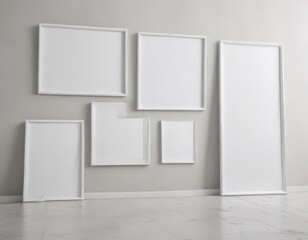 Wall Mural - Modern frame collection, white wall backdrop, various sizes, art mockups,  modern,  contemporary