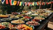© Infographic - Global Food Festival Buffet Colorful Dishes  Flags.