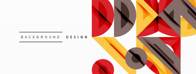 Aufkleber - Abstract geometric design. Overlapping shapes create dynamic composition. Red, yellow, brown hues dominate visual space. Modern aesthetic, clean lines, minimalist style.