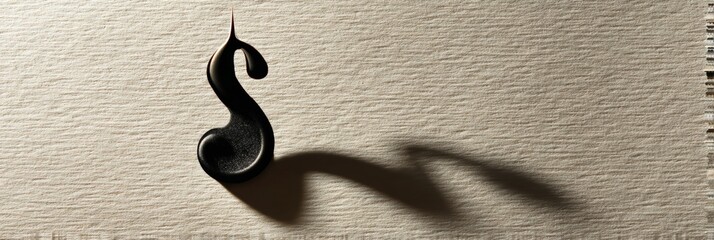 Aufkleber - Black Droplet Forms Dollar Sign Shadow on Textured Paper Background Showcasing Creative Contrast